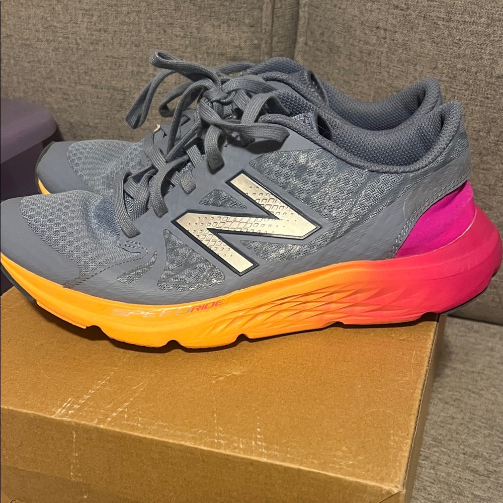 New Balance Gray with Pink and Orange Accents Sneakers
